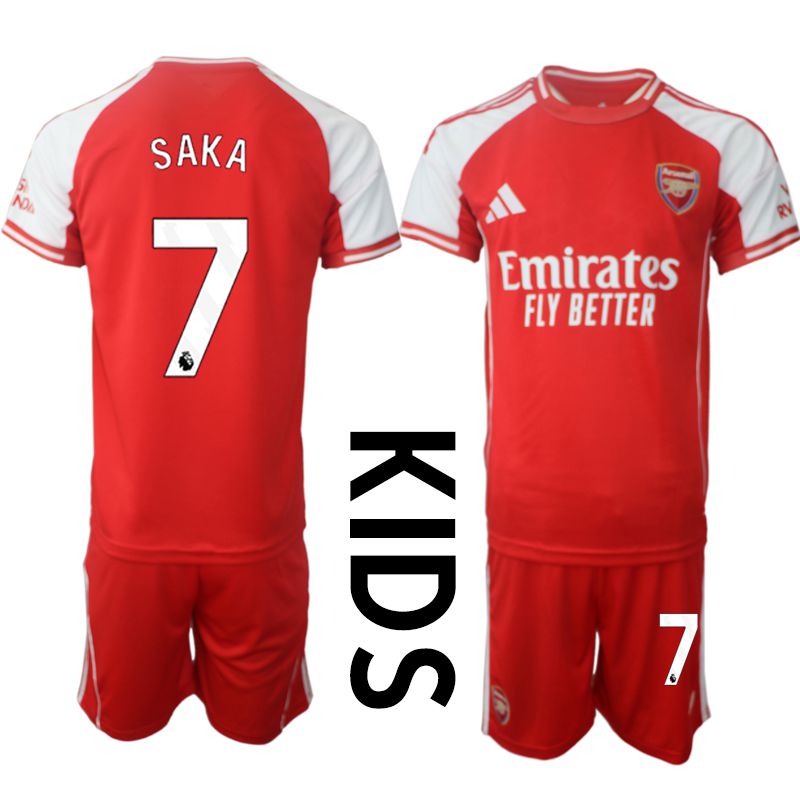 Youth 2025-2026 Season Club Arsenal home red #7 Soccer Jersey